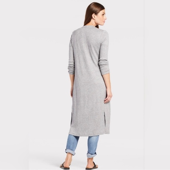 🎉Allison Joy by EVEREVE Ribbed Knit Duster Cardigan. Women’s Size LG, Grey - Picture 2 of 11